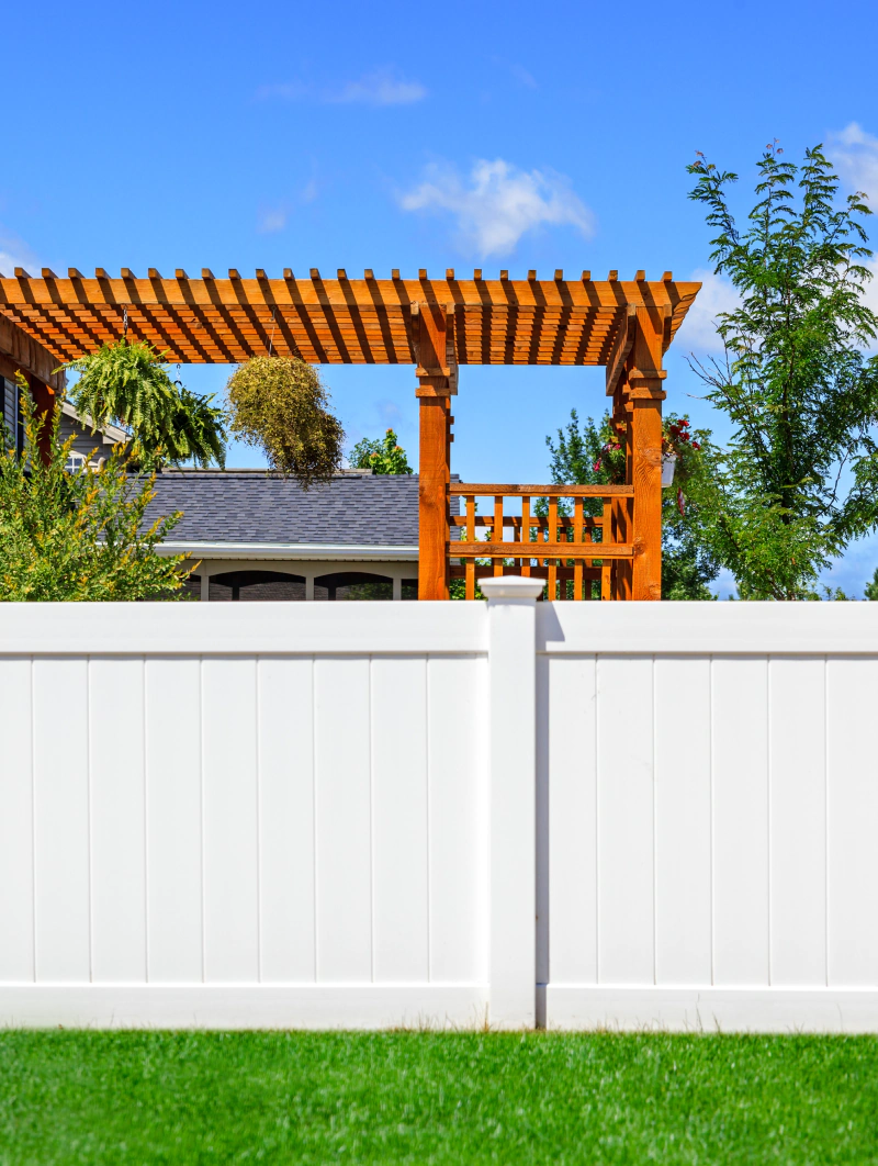 white vinyl fence in a residential house