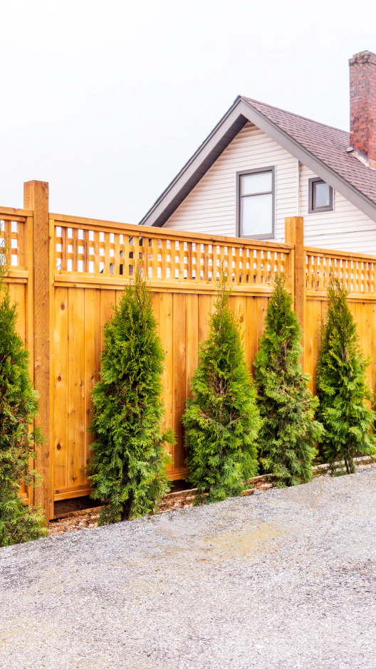 wood fence installed in a yard area